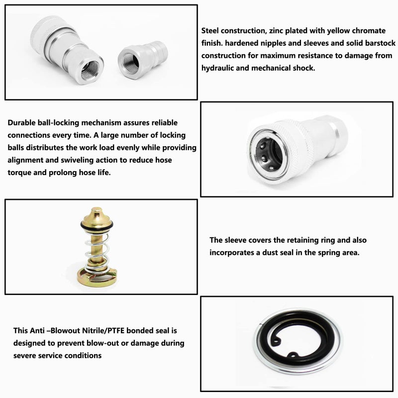 CEKER 3/8"" NPT ISO 7241-B Hydraulic Coupler CEKER Quick Connect and Disconnect Hydraulic Tractor Coupling - Image 4